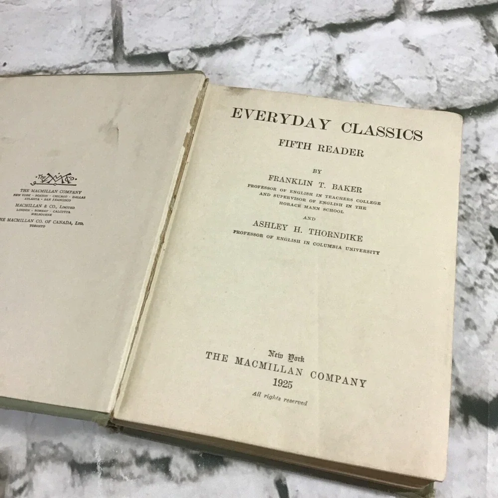 Everyday Classics Fifth Reader, Franklin Baker‎ and Ashley Thorndike, 1925, HC